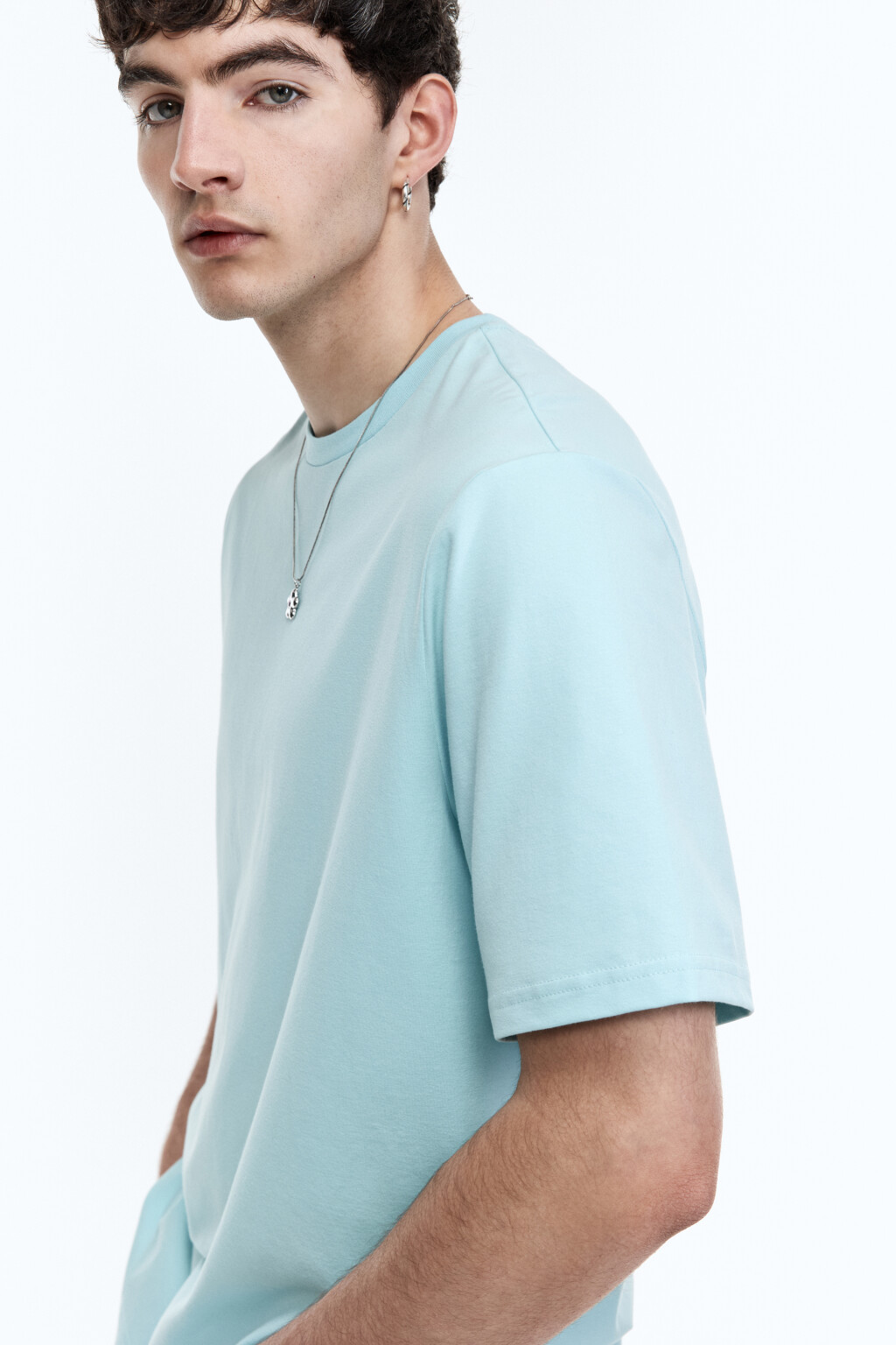 Футболка хлопковая базовая - цвет голубой - 2