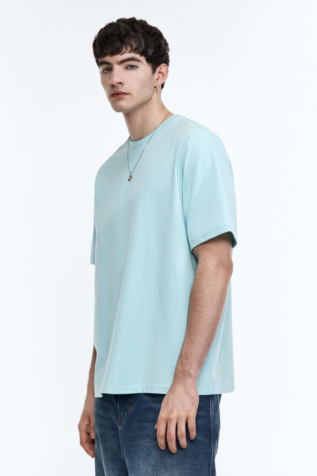 Футболка хлопковая базовая - цвет голубой - 4