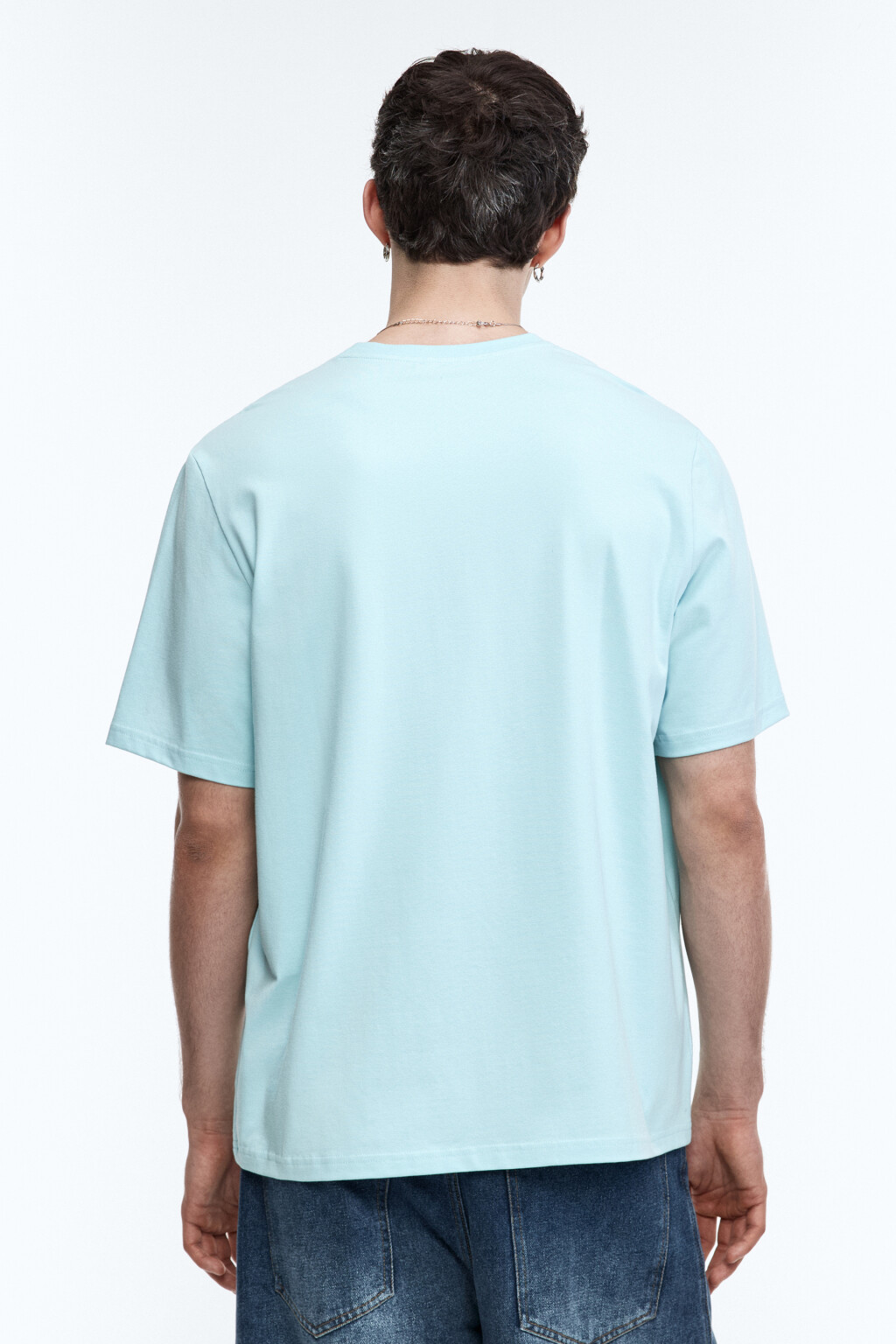 Футболка хлопковая базовая - цвет голубой - 5