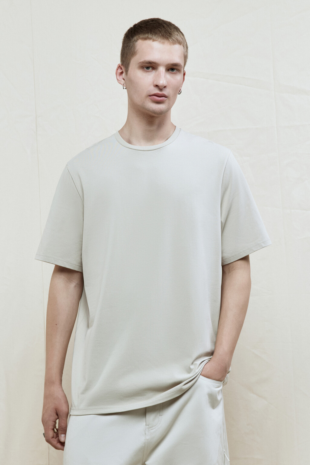 Футболка хлопковая базовая - цвет бежевый - 2