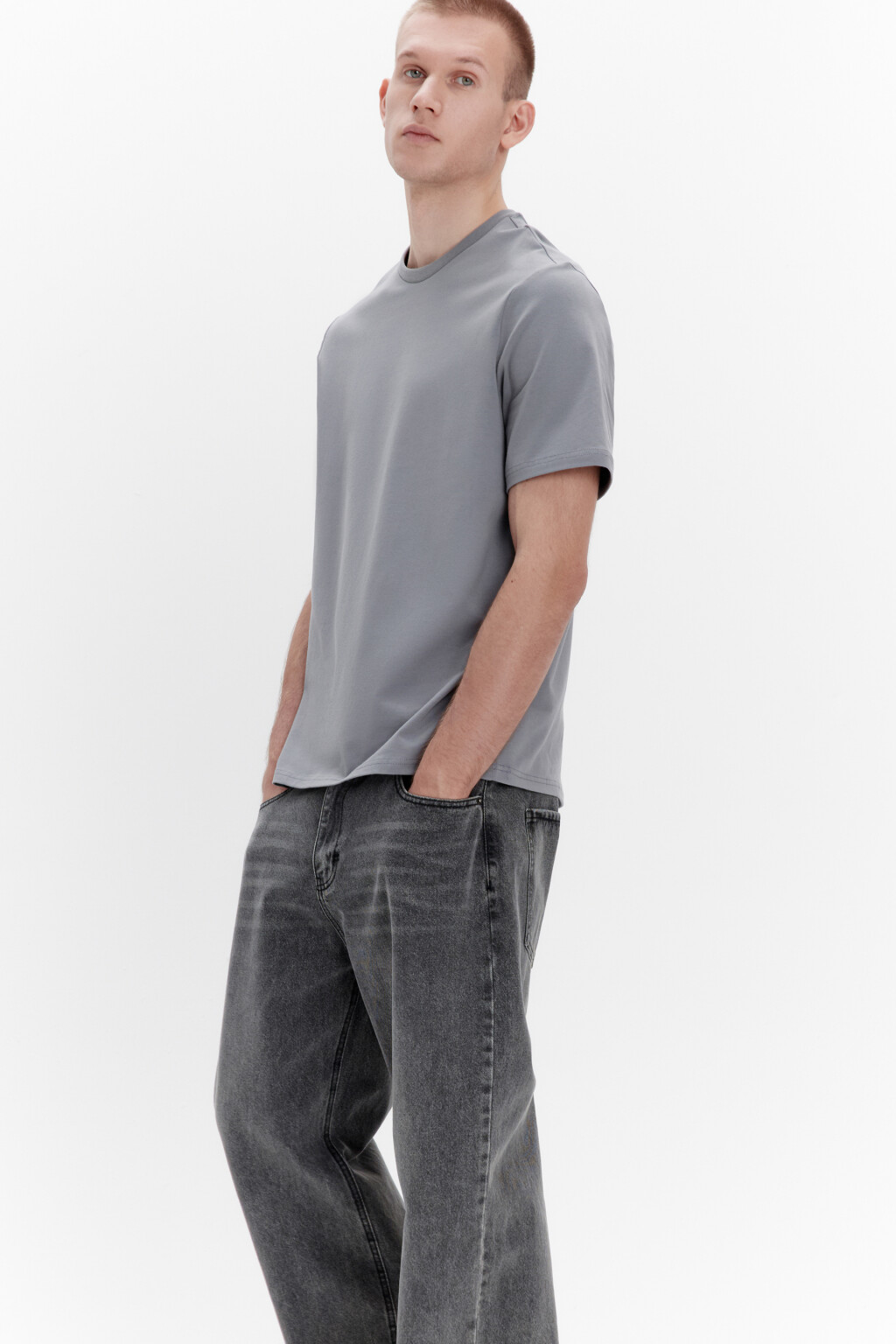 Футболка хлопковая базовая - цвет серый - 1