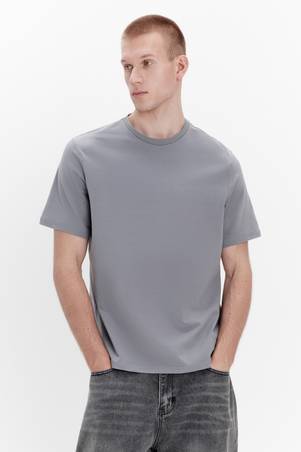 Футболка хлопковая базовая - цвет серый - 2
