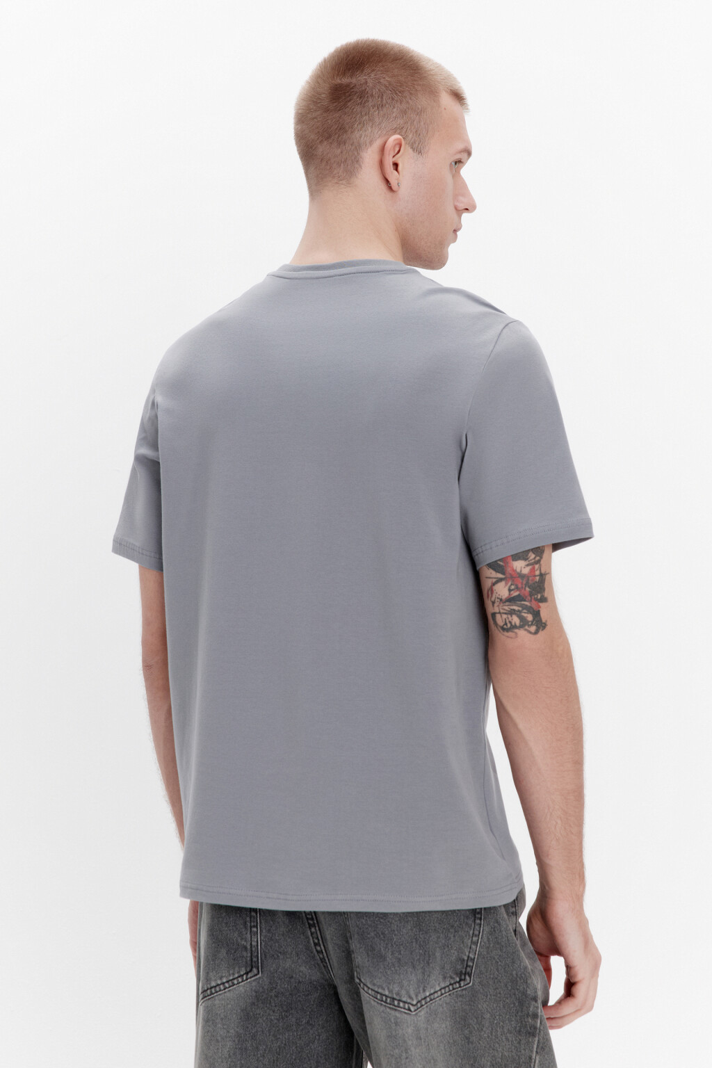 Футболка хлопковая базовая - цвет серый - 3
