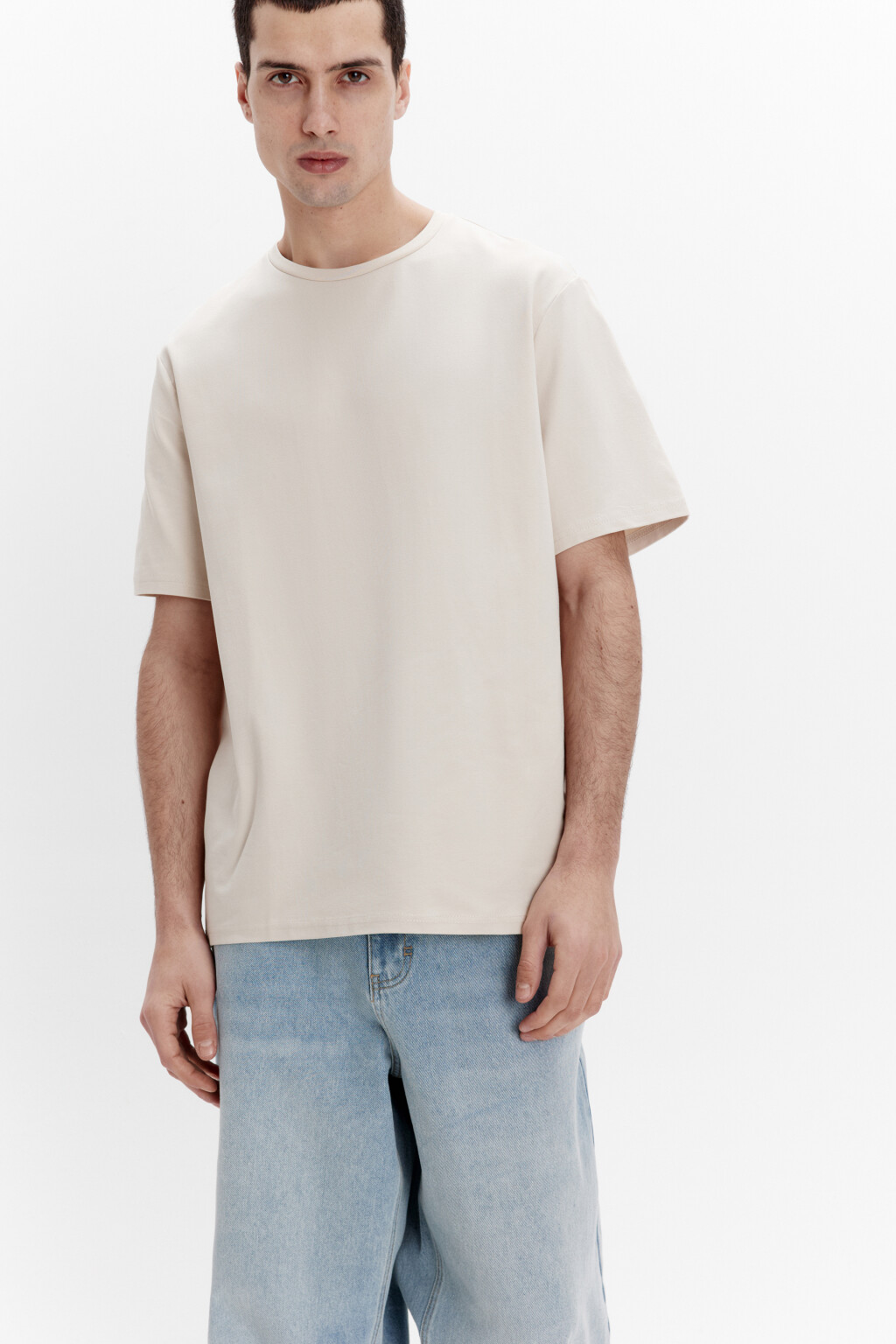 Футболка хлопковая базовая - цвет бежевый - 1