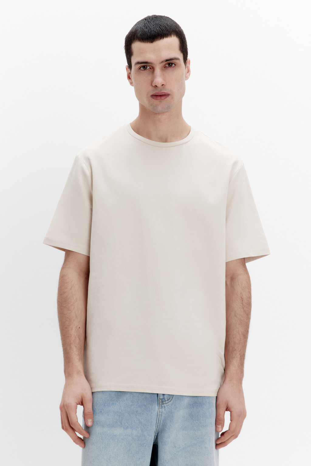 Футболка хлопковая базовая - цвет бежевый - 2