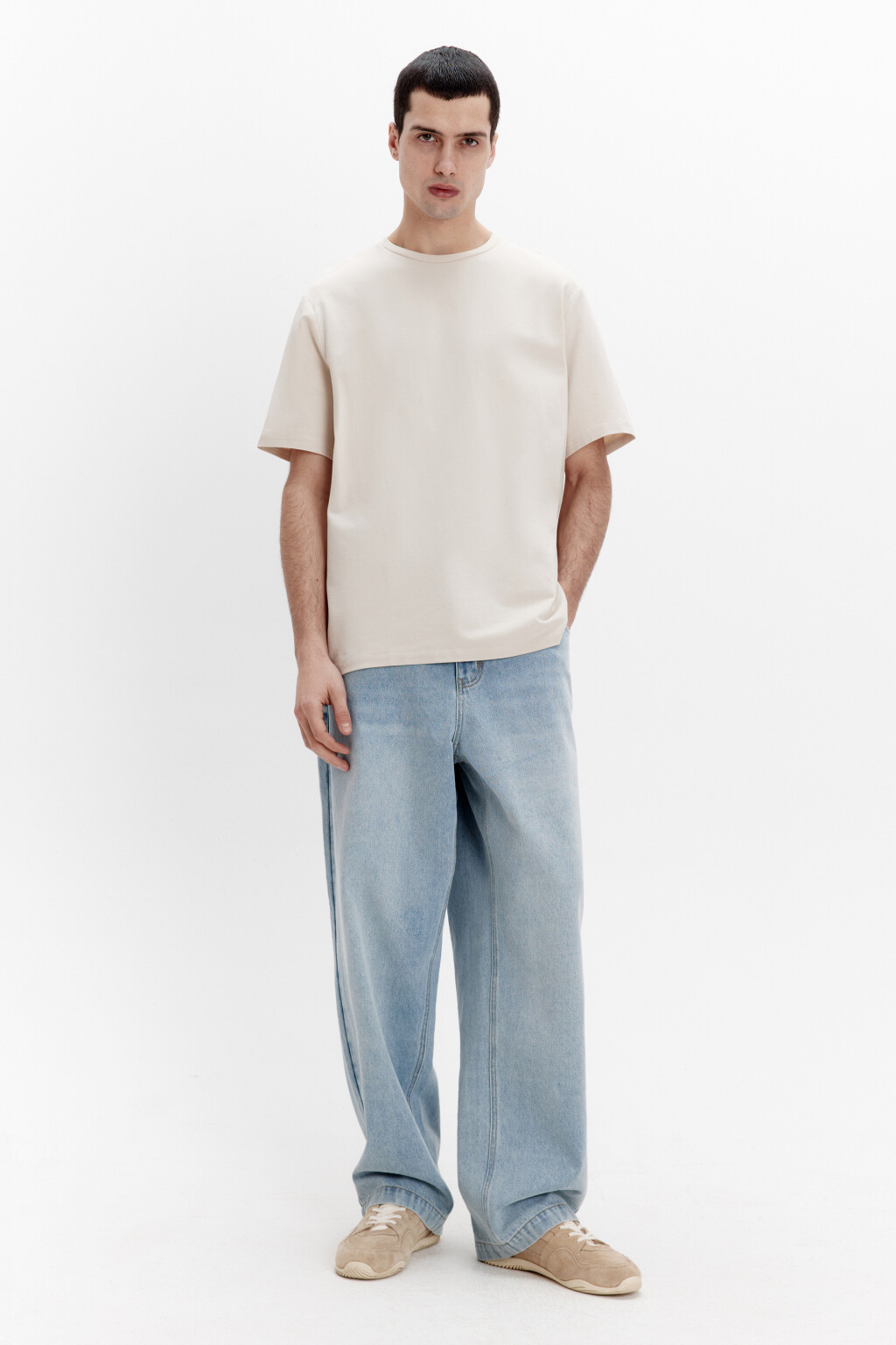 Футболка хлопковая базовая - цвет бежевый - 4