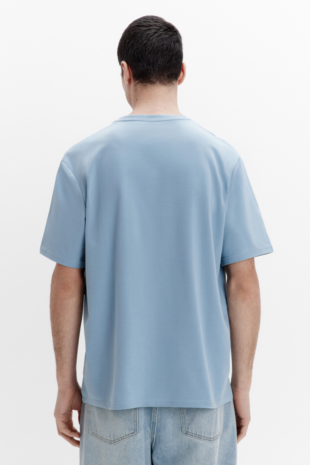 Футболка хлопковая базовая - цвет голубой - 3