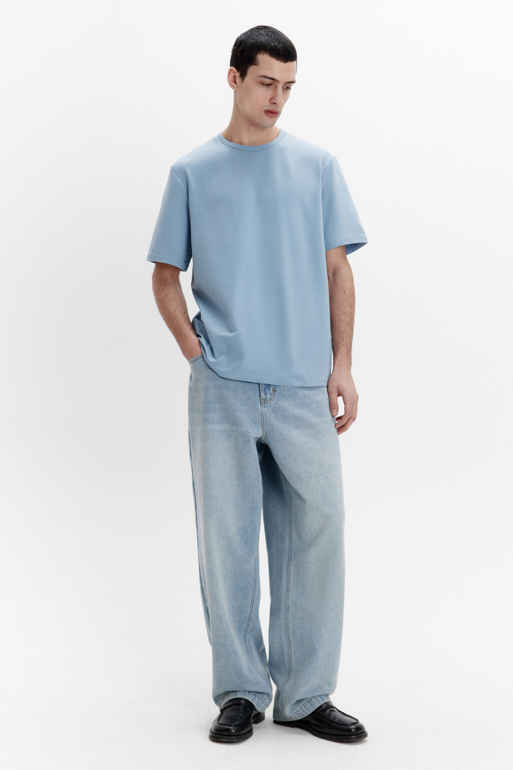 Футболка хлопковая базовая - цвет голубой - 4