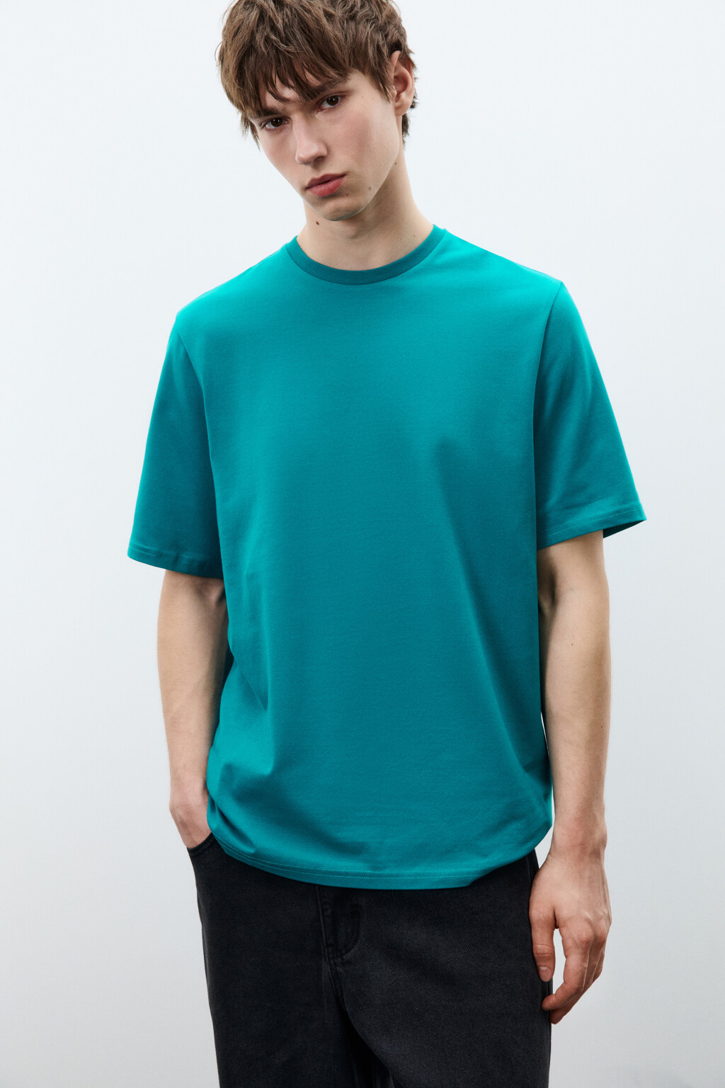 Футболка хлопковая базовая - цвет зеленый - 1