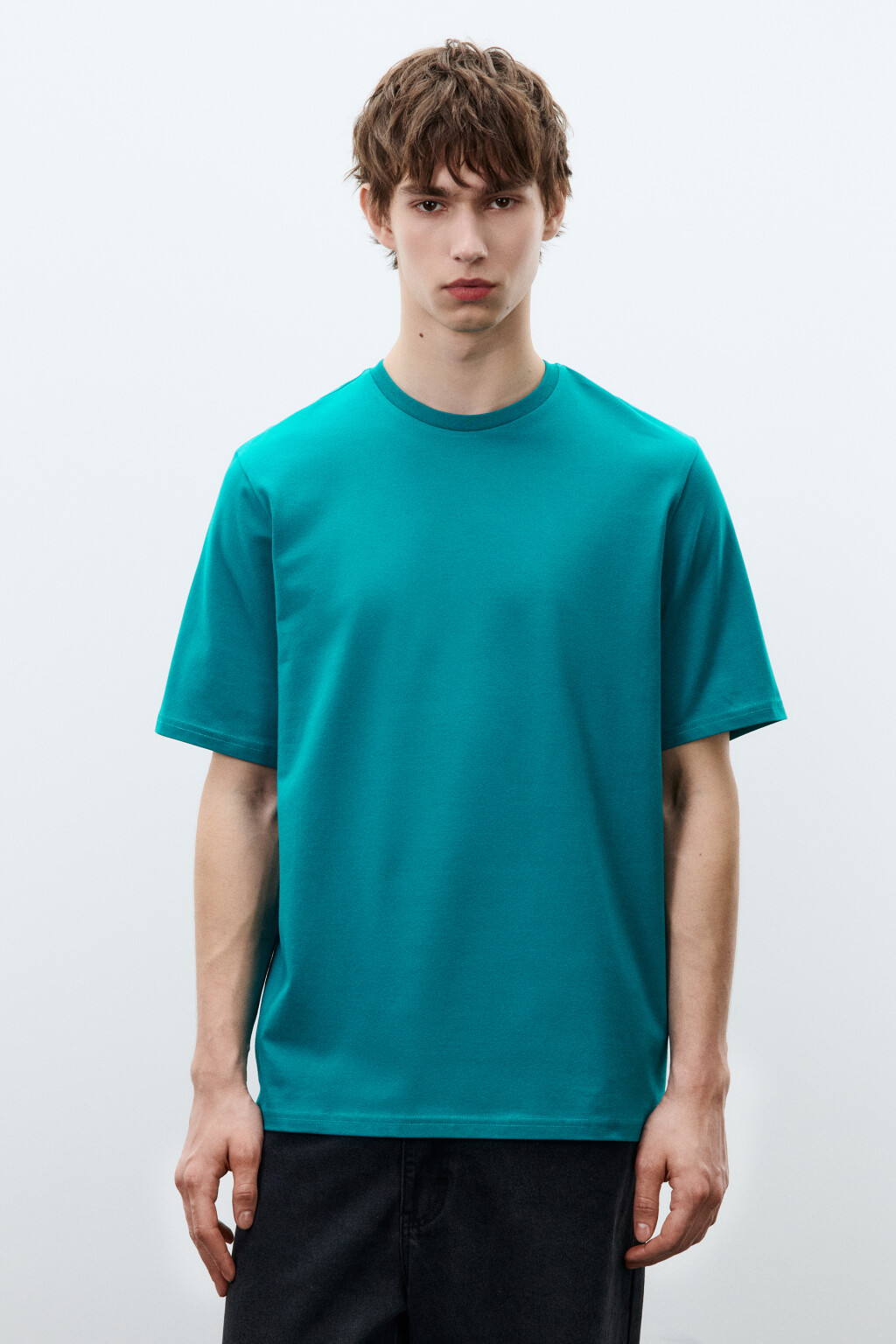 Футболка хлопковая базовая - цвет зеленый - 2