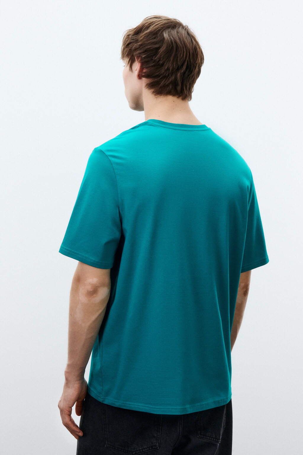 Футболка хлопковая базовая - цвет зеленый - 3