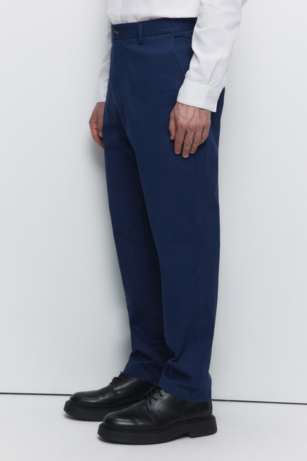 Брюки-чинос костюмные из твиловой ткани - цвет синий - 3