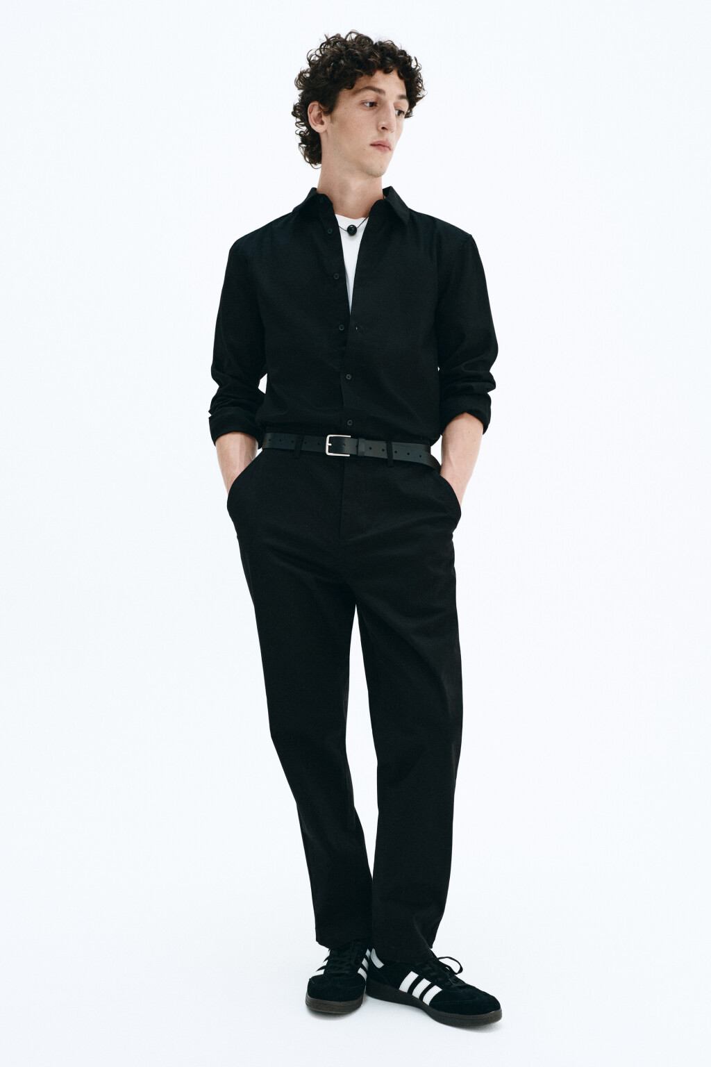 Брюки-чинос костюмные из твиловой ткани - цвет черный - 8