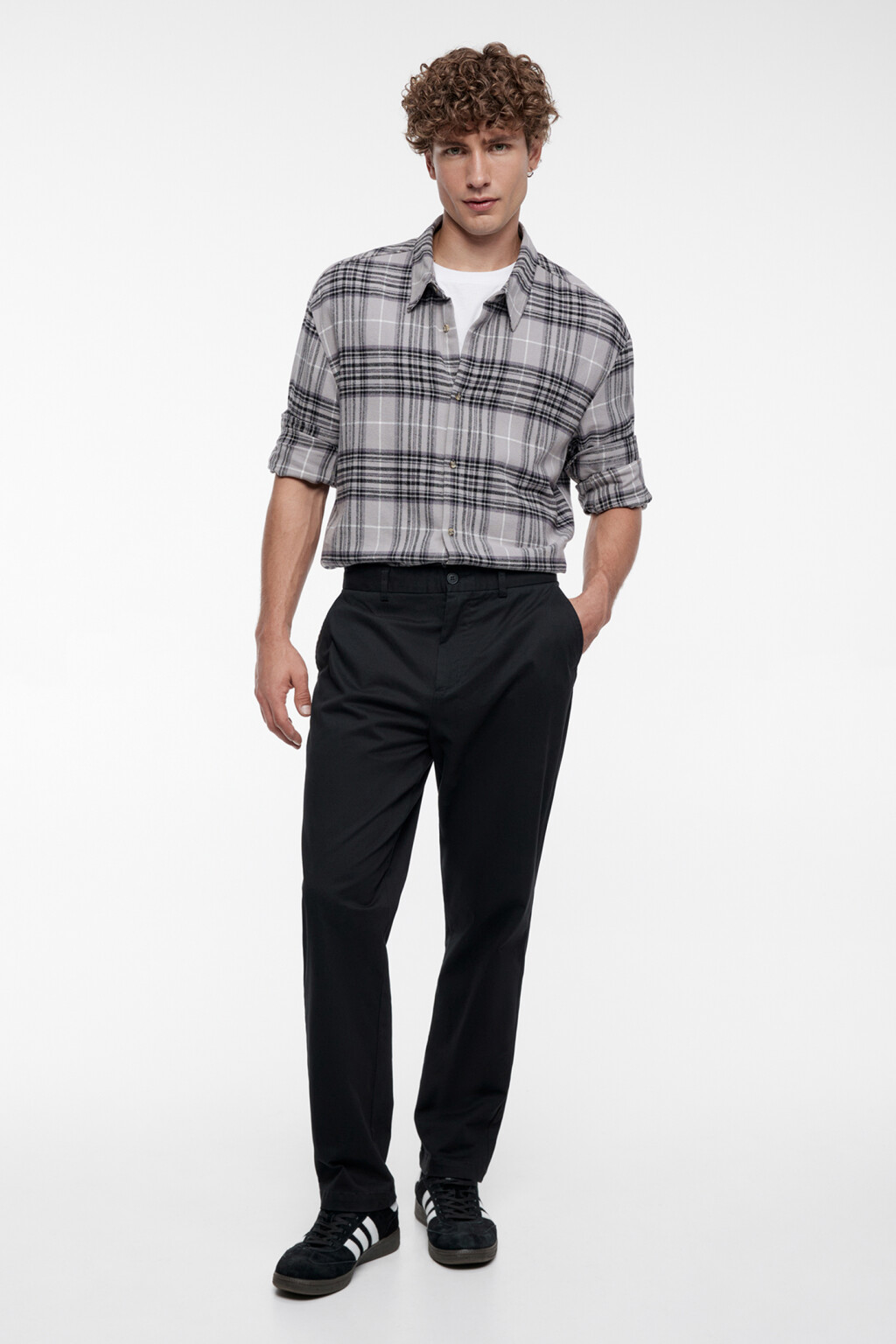 Брюки-чинос костюмные из твиловой ткани - цвет черный - 4