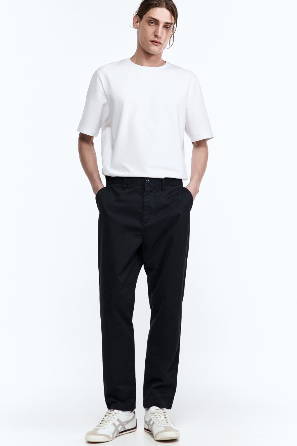 Брюки-чинос костюмные из твиловой ткани - цвет синий - 1