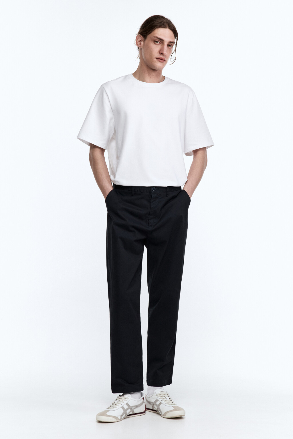 Брюки-чинос костюмные из твиловой ткани - цвет синий - 5