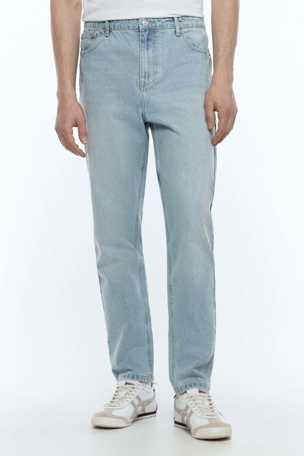 Джинсы зауженные базовые со средней посадкой - цвет голубой - 2