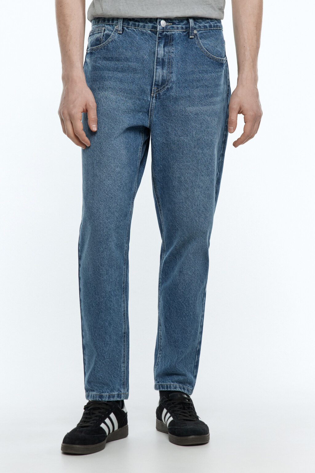 Джинсы зауженные базовые со средней посадкой - цвет голубой - 2