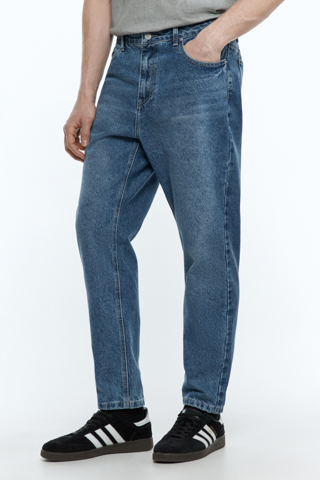 Джинсы зауженные базовые со средней посадкой - цвет голубой - 3