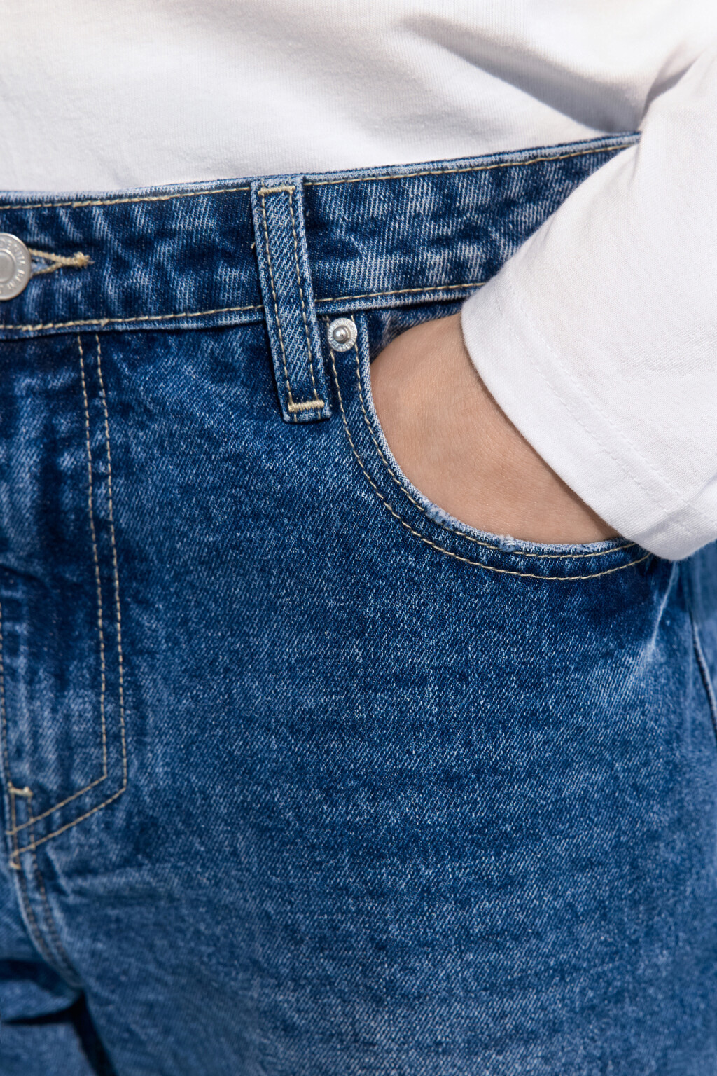 Джинсы tapered зауженные со средней посадкой - цвет голубой - 6