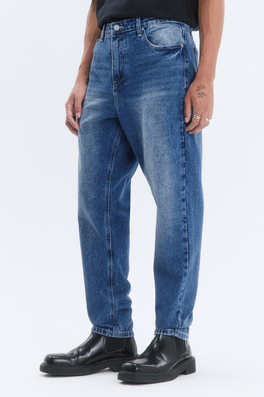 Джинсы tapered fit зауженные со средней посадкой - цвет голубой - 3