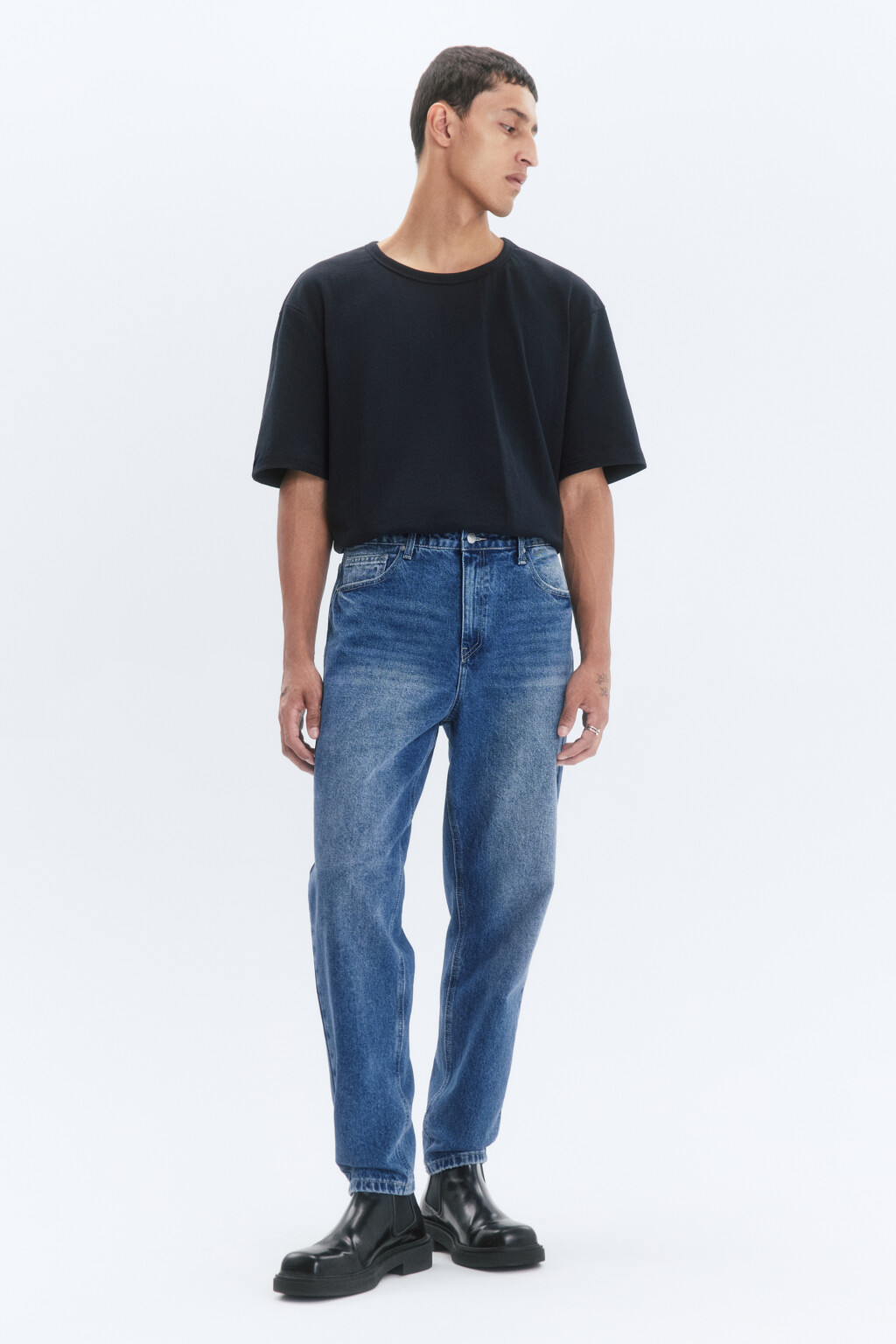 Джинсы tapered fit зауженные со средней посадкой - цвет голубой - 5