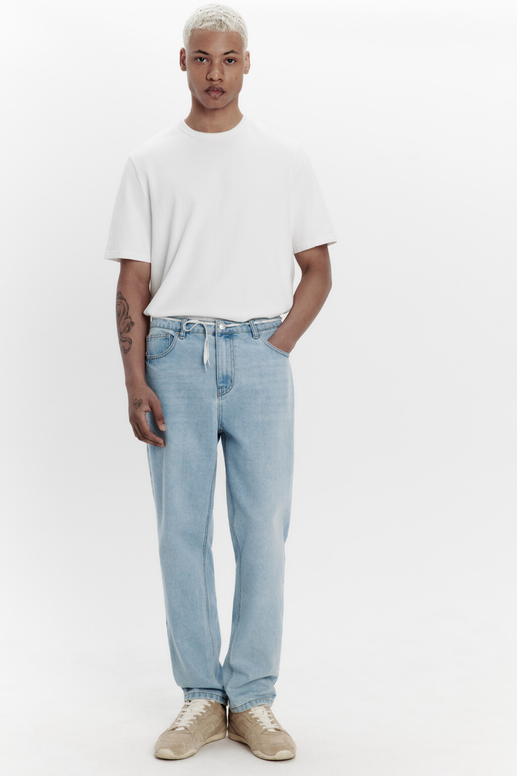 Джинсы зауженные со средней посадкой - цвет голубой - 1