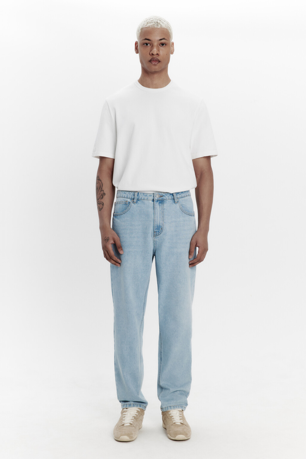 Джинсы зауженные со средней посадкой - цвет голубой - 4