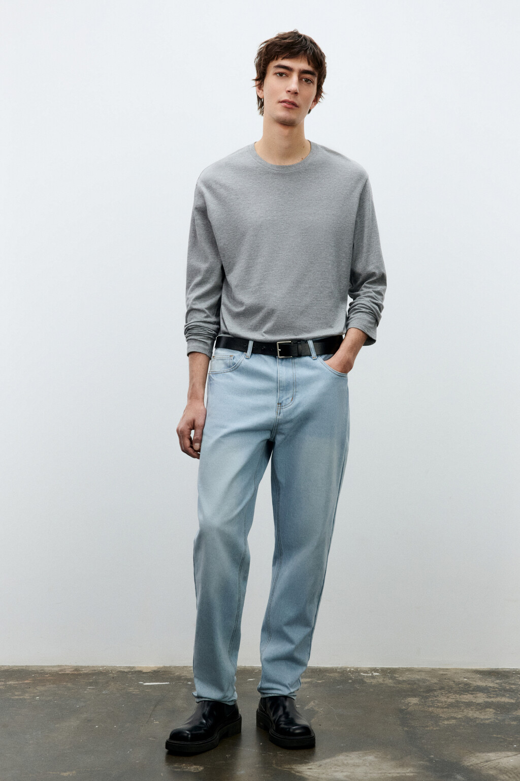 Джинсы зауженные базовые - цвет голубой - 4