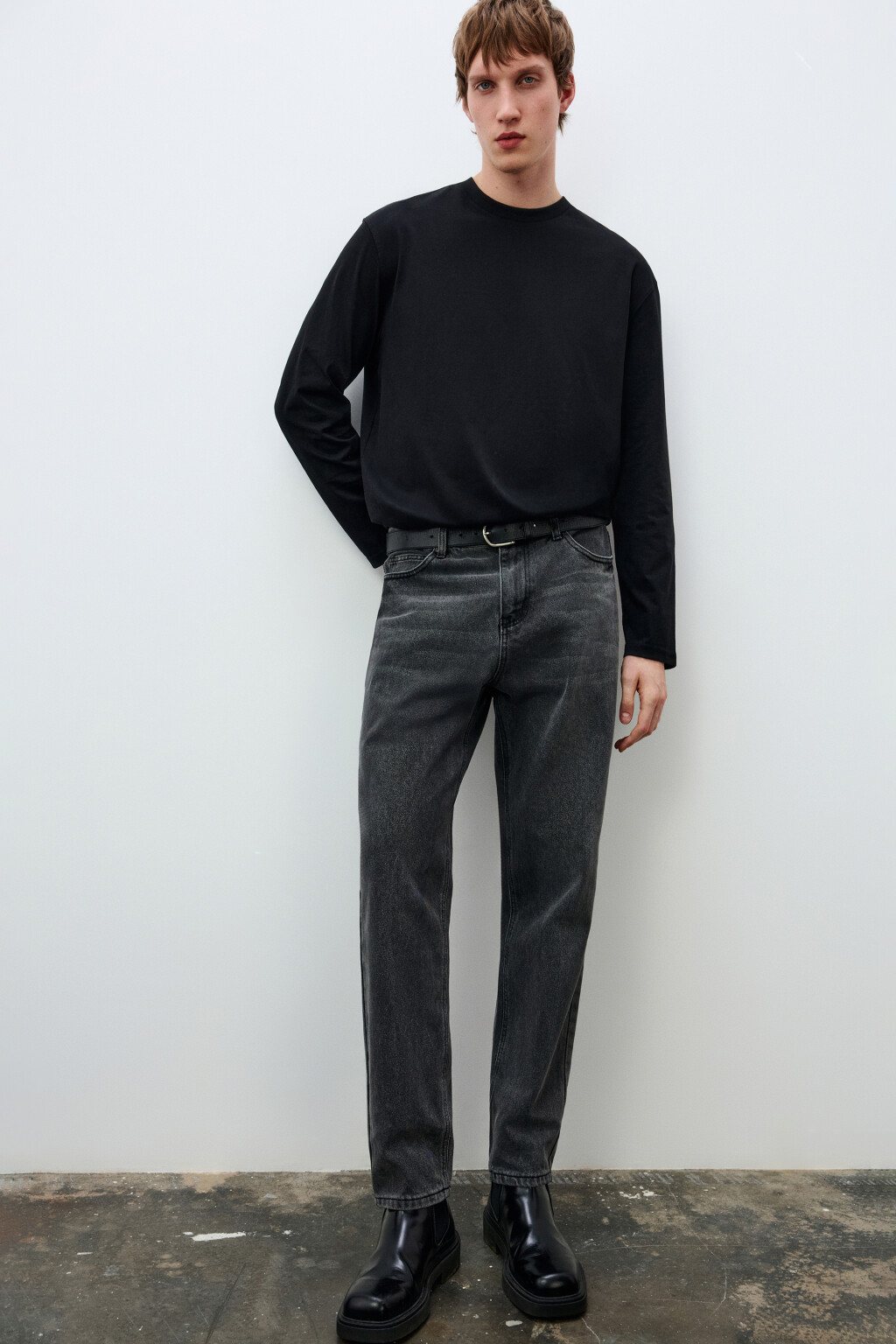 Джинсы зауженные базовые - цвет серый - 1