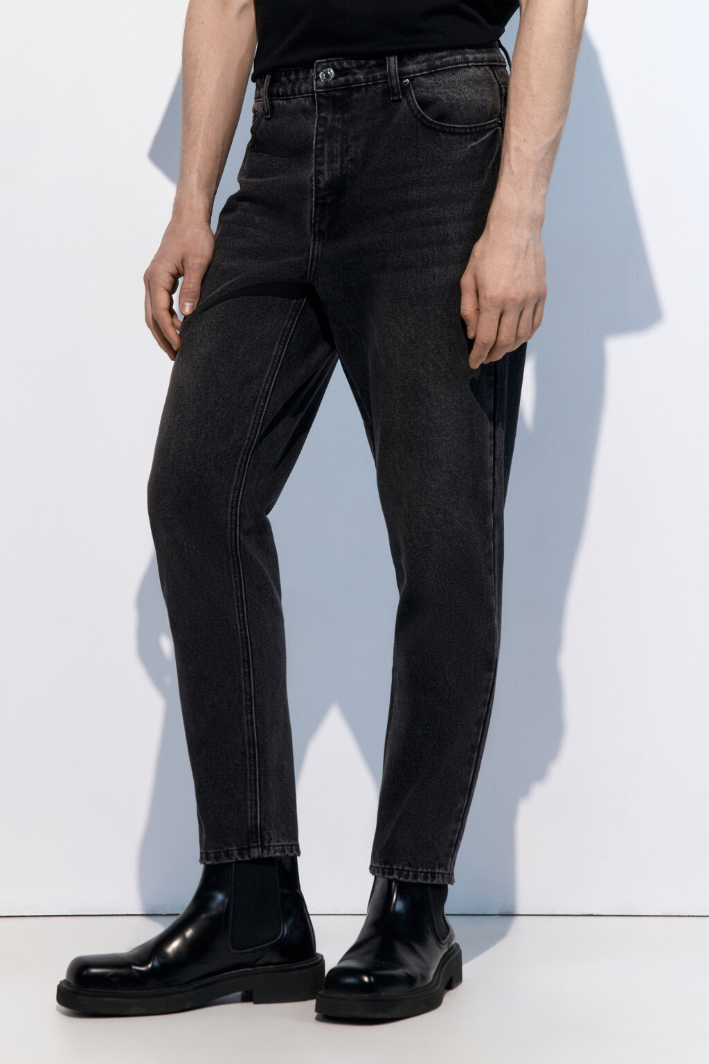 Джинсы tapered зауженные базовые - цвет серый - 3