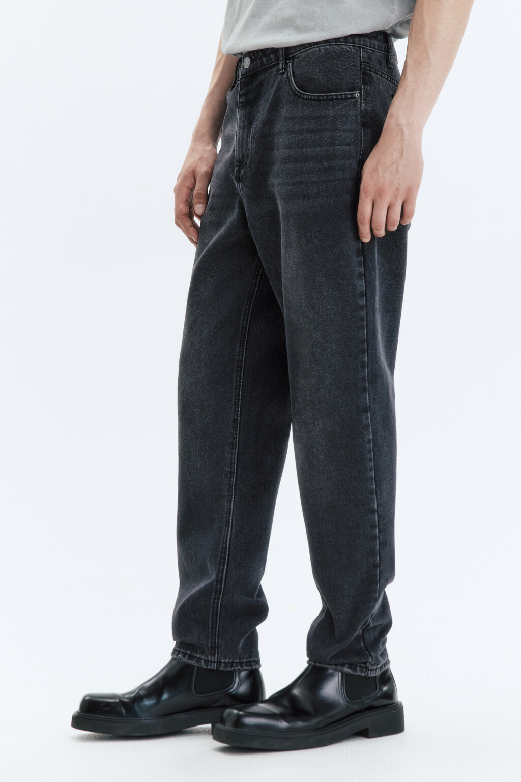 Джинсы tapered fit зауженные со средней посадкой - цвет серый - 4