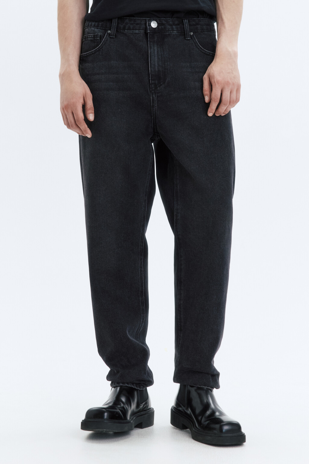 Джинсы tapered fit зауженные со средней посадкой - цвет черный - 2