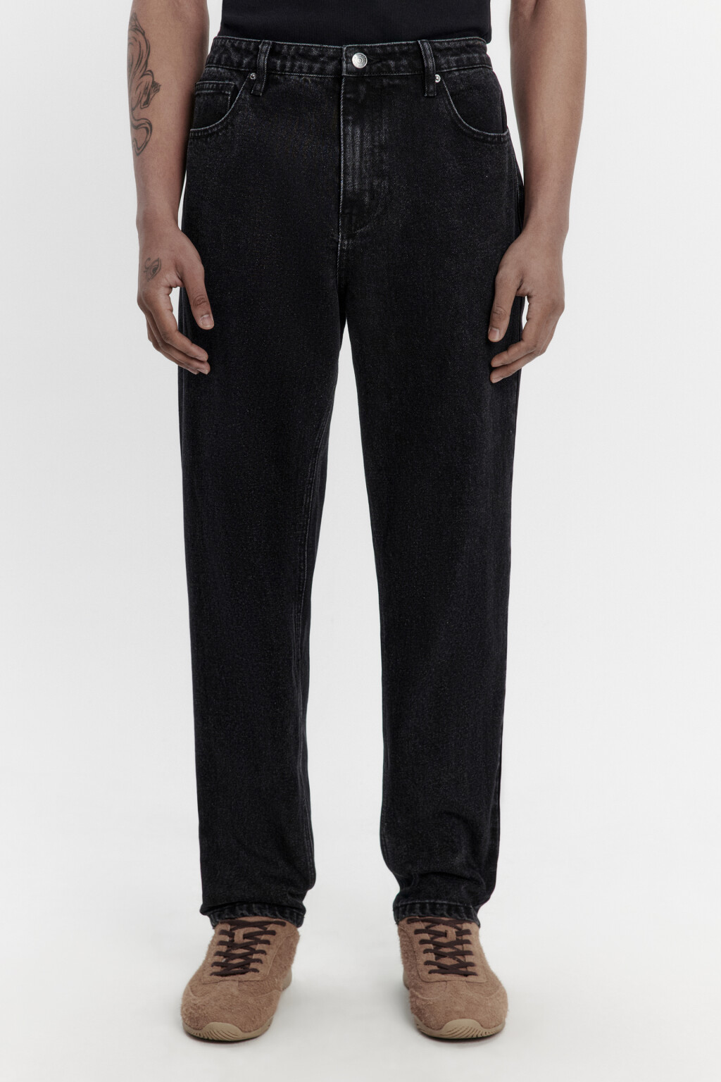 Джинсы зауженные со средней посадкой - цвет черный - 3