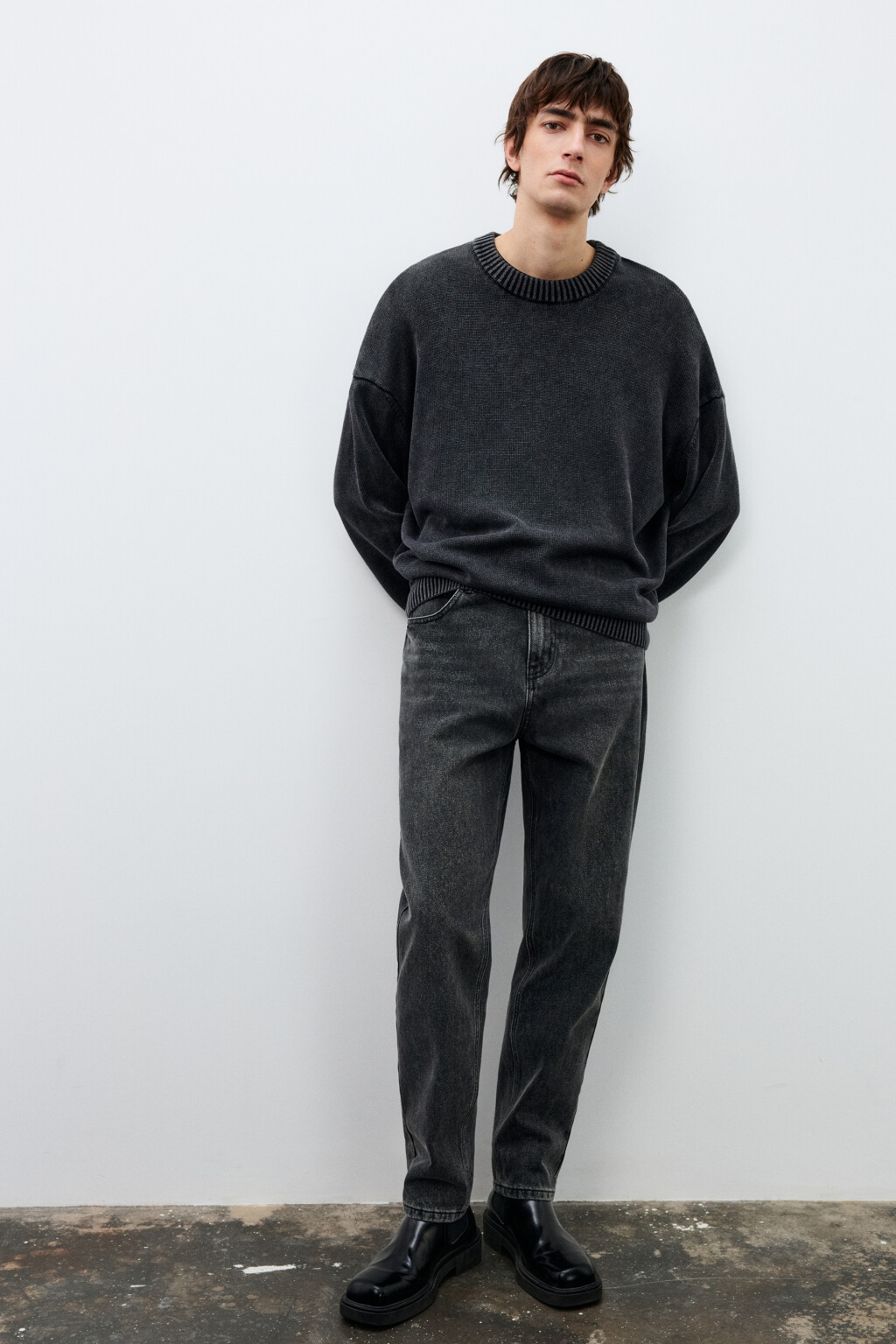 Джинсы зауженные базовые - цвет серый - 1