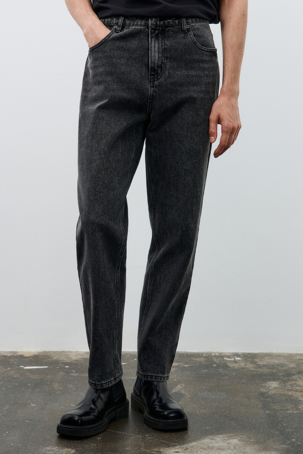 Джинсы зауженные базовые - цвет серый - 2