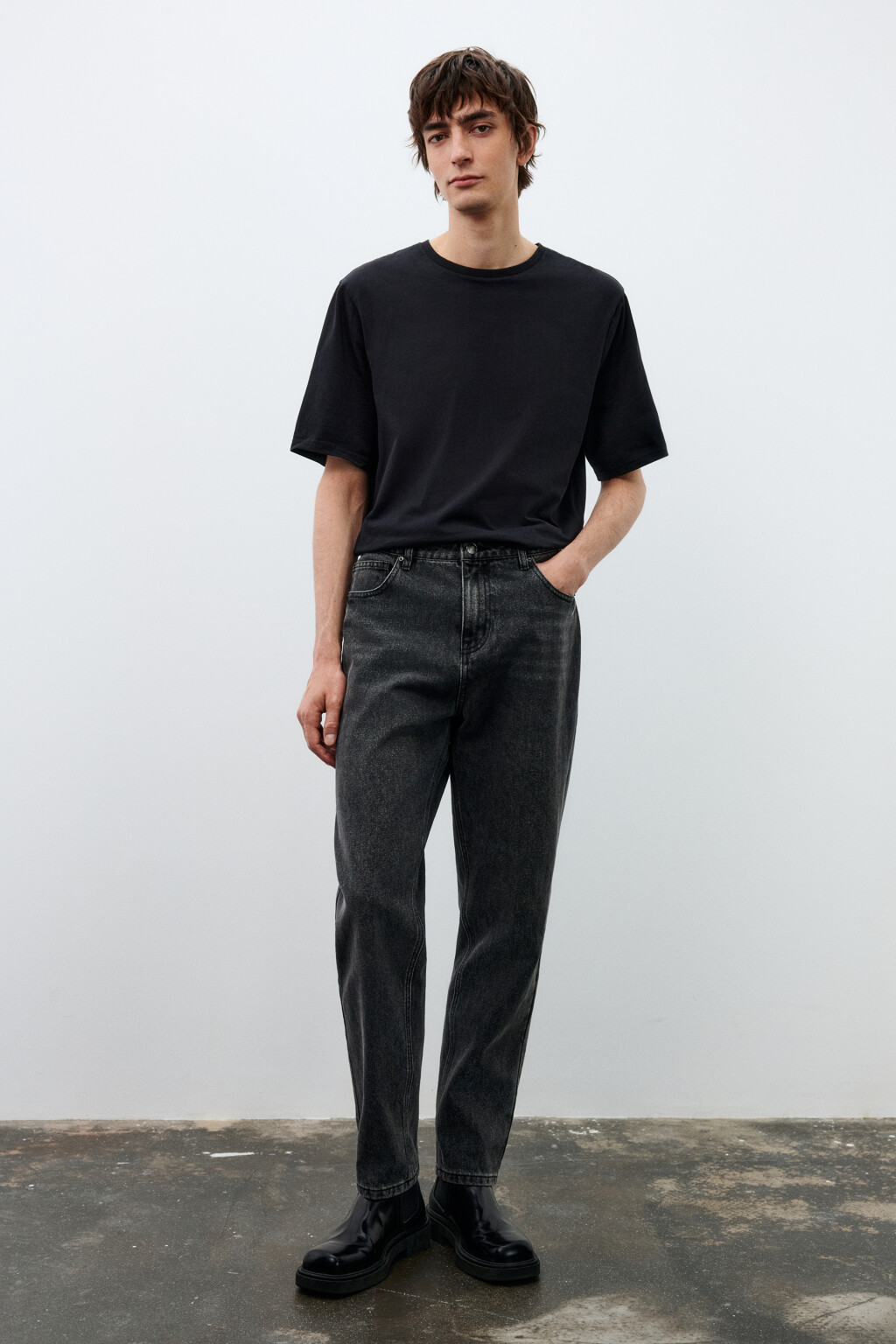 Джинсы зауженные базовые - цвет серый - 4