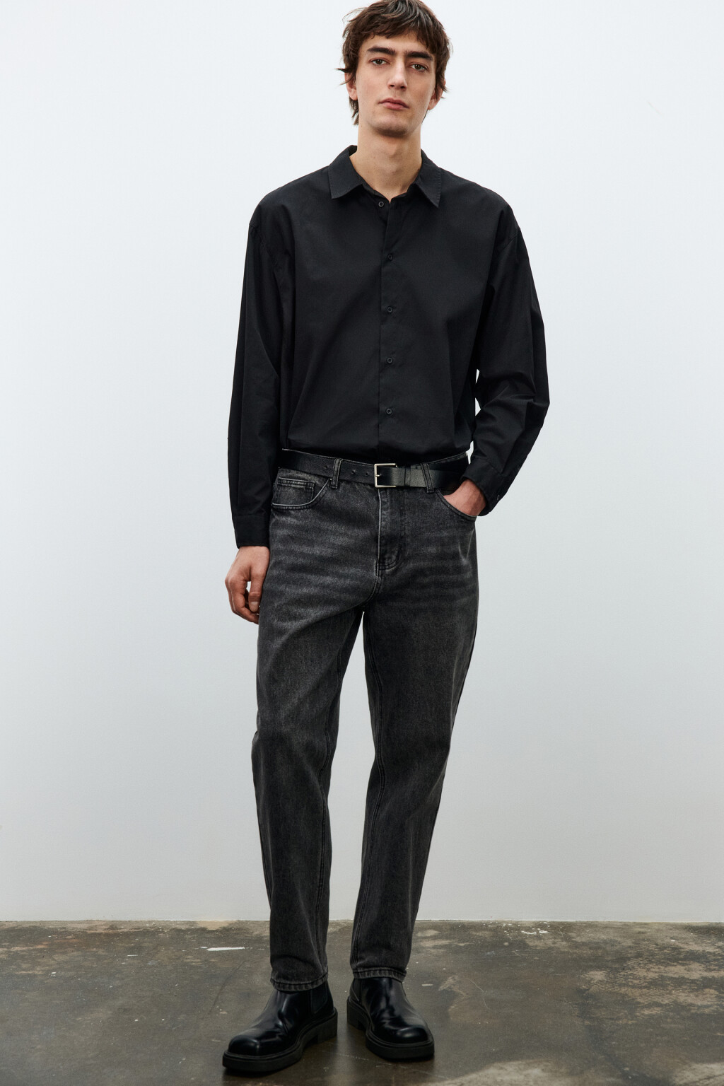 Джинсы зауженные базовые - цвет серый - 1