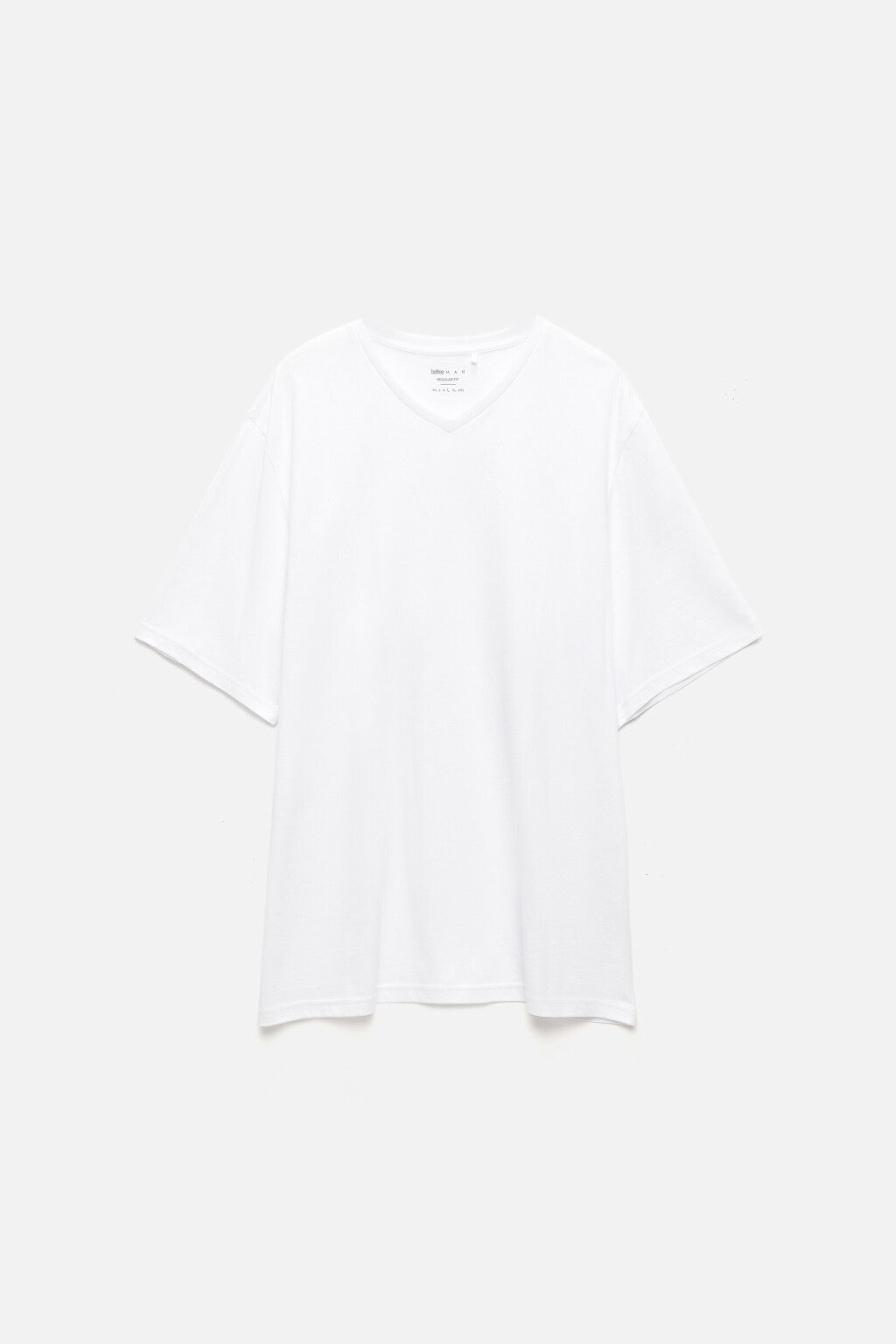 Футболка прямая хлопковая с V-образным вырезом - цвет белый - 7
