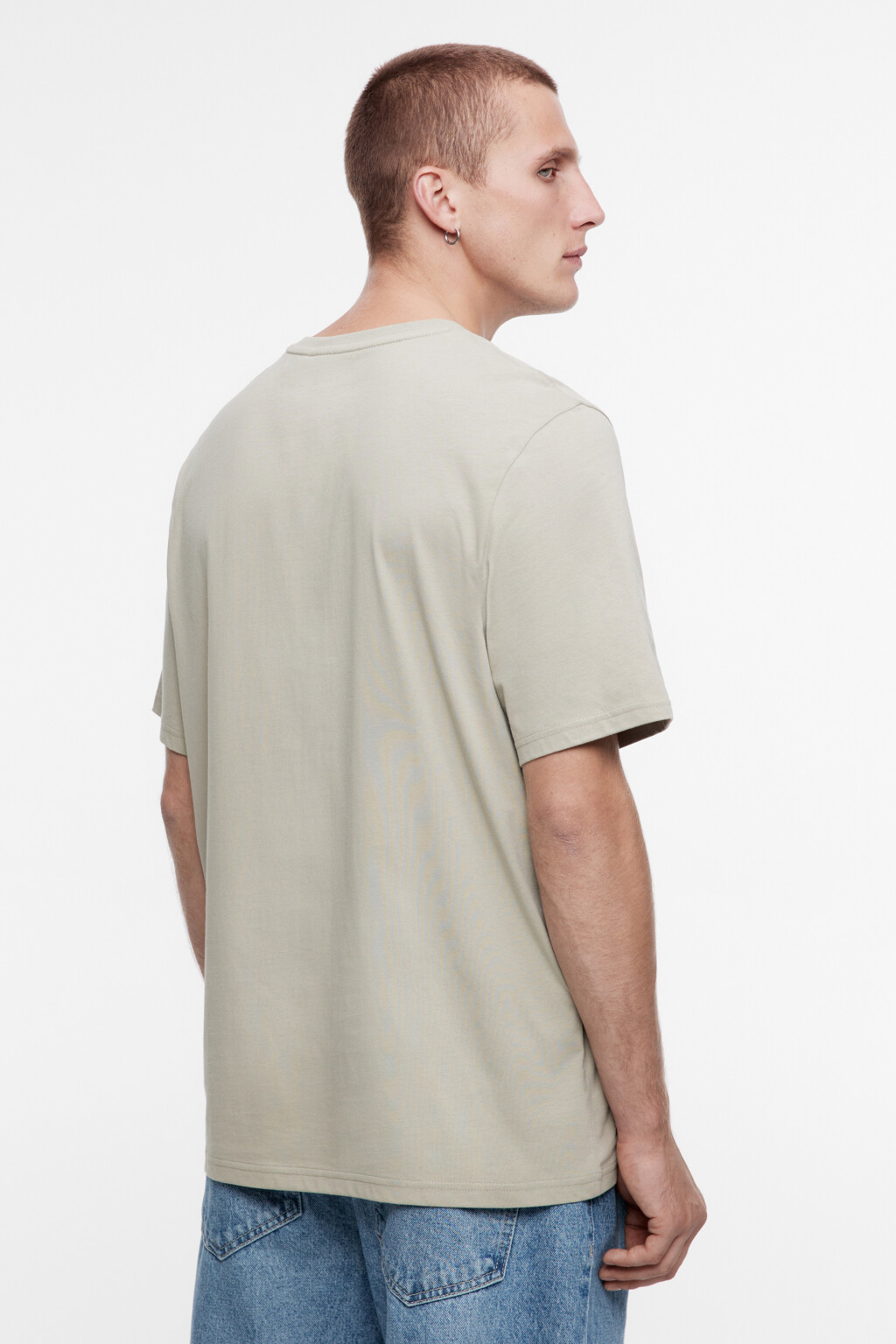 Футболка хлопковая базовая с V-образным вырезом - цвет зеленый - 3