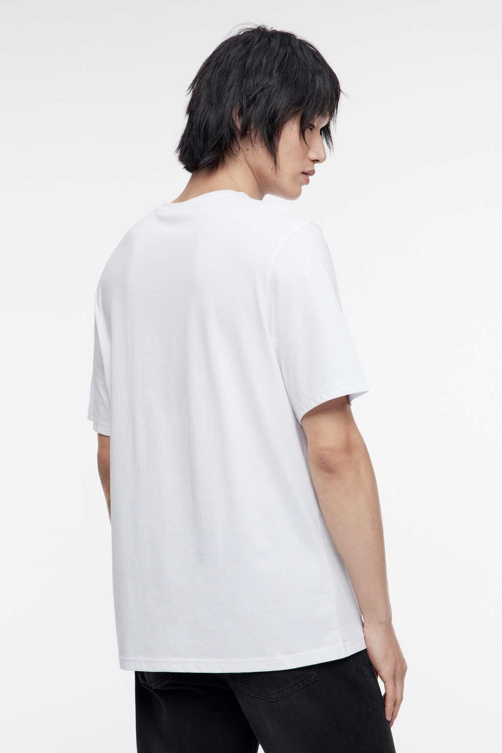 Футболка хлопковая базовая с V-образным вырезом - цвет белый - 4