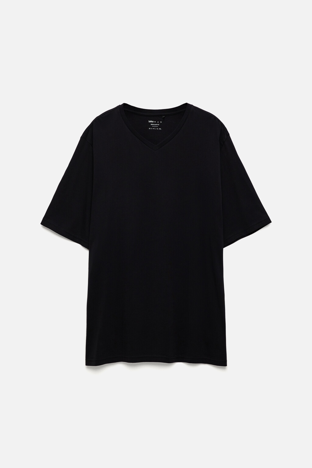 Футболка хлопковая базовая с V-образным вырезом - цвет черный - 9