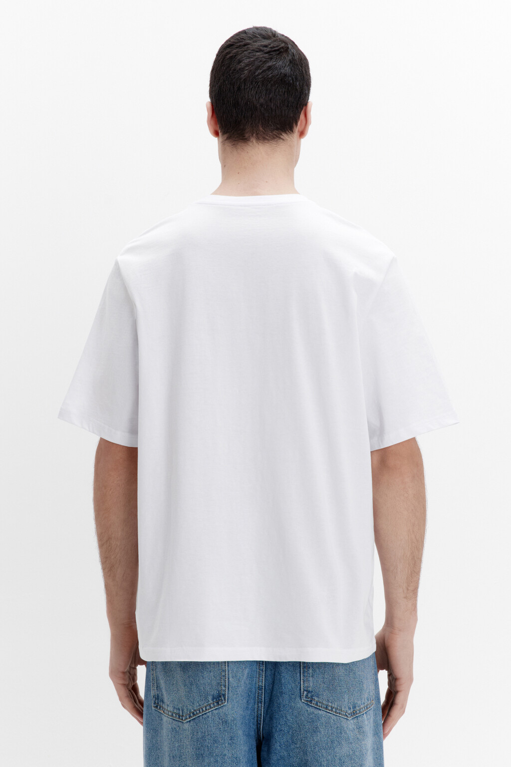 Футболка прямая с V-образным вырезом - цвет белый - 3