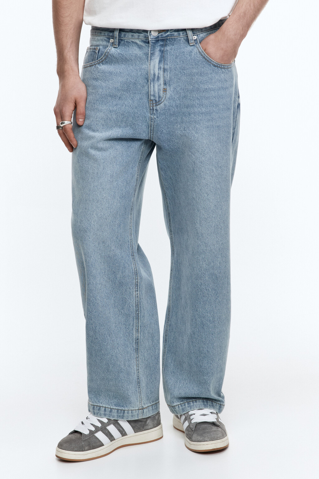 Джинсы широкие базовые - цвет голубой - 2