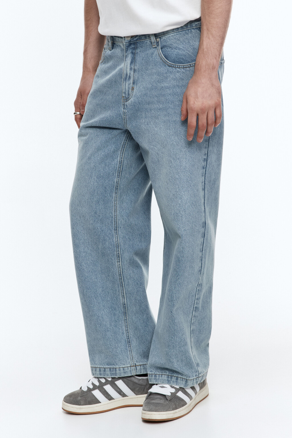 Джинсы широкие базовые - цвет голубой - 3