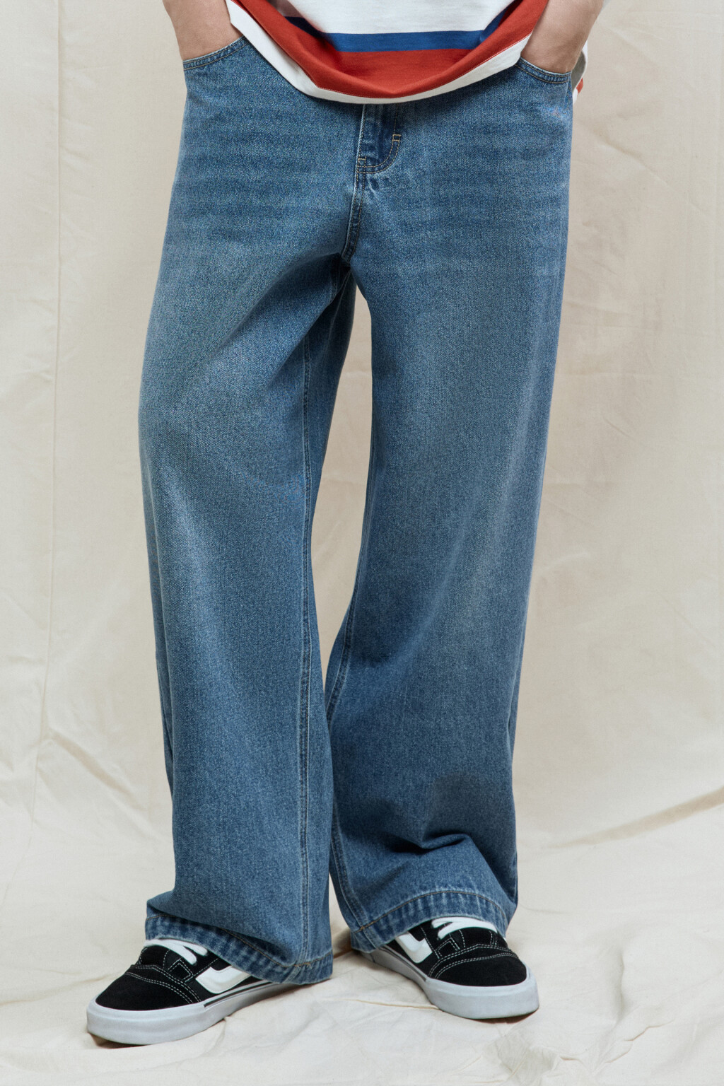 Джинсы широкие базовые со средней посадкой - цвет голубой - 3