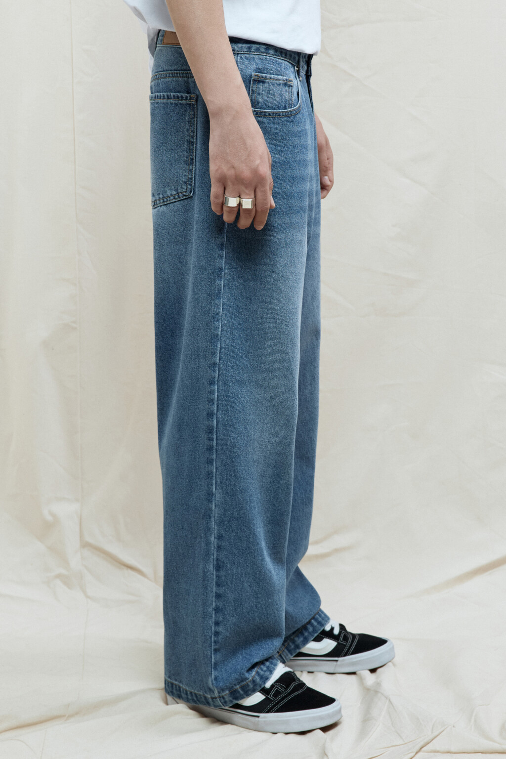 Джинсы широкие базовые со средней посадкой - цвет голубой - 4