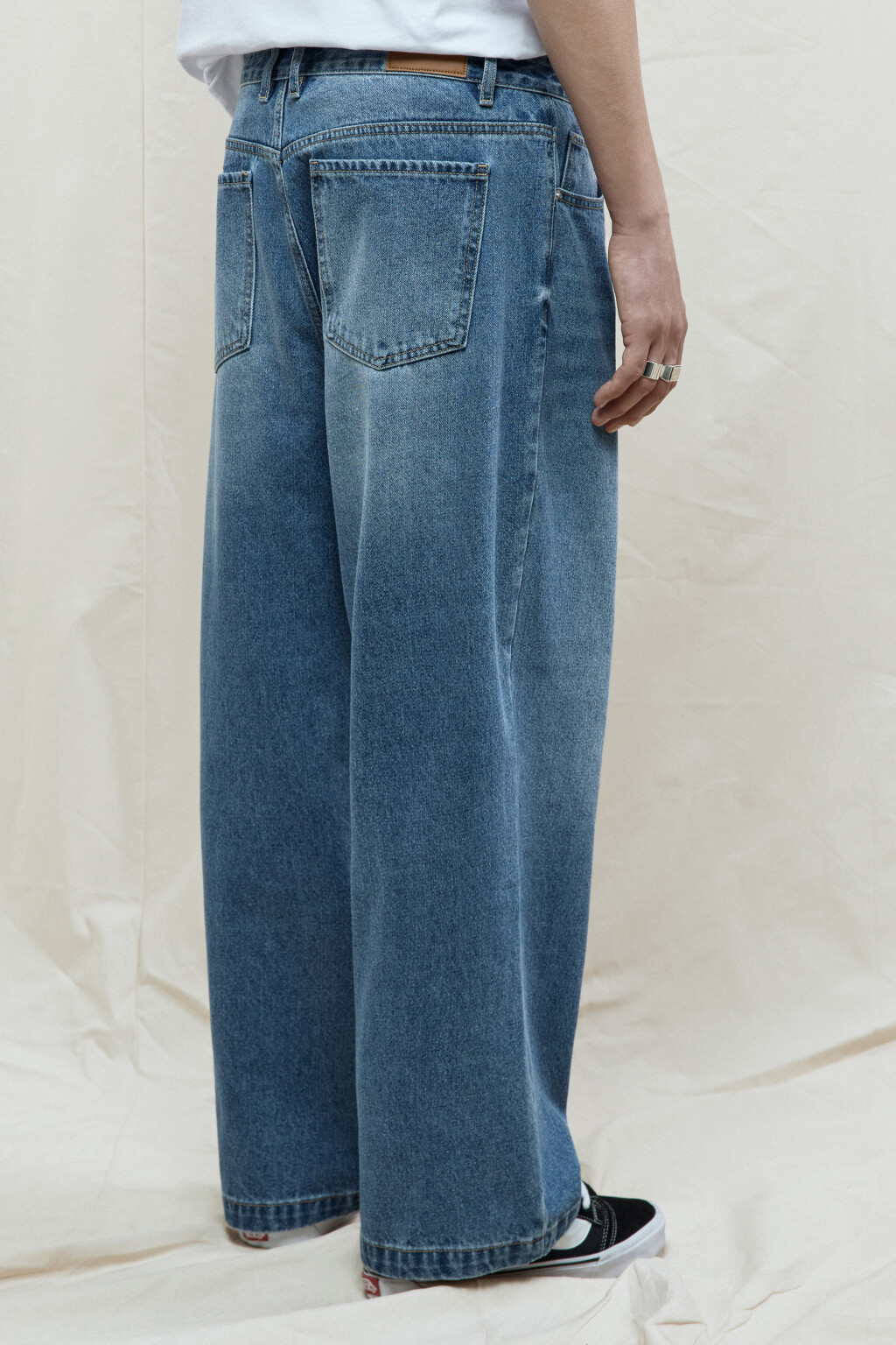 Джинсы широкие базовые со средней посадкой - цвет голубой - 5