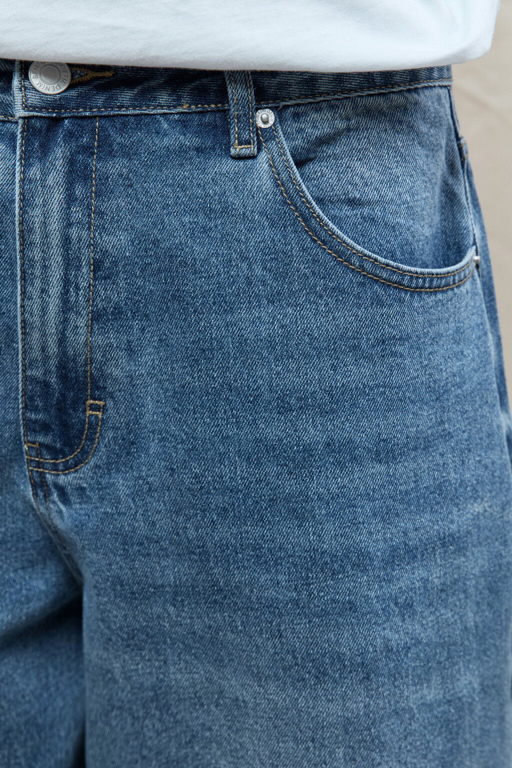 Джинсы широкие базовые со средней посадкой - цвет голубой - 6