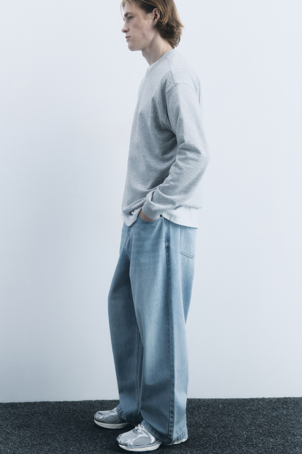 Джинсы широкие со средней посадкой - цвет голубой - 2